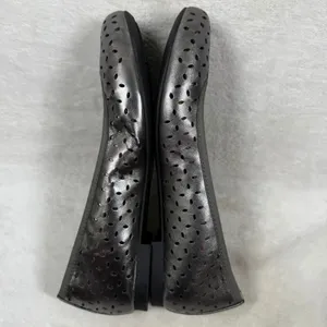 Vionic Caroll Ballet Flat Gunmetal Metallic Perforated Leather Orthotic Shoes 7 thumbnail 8