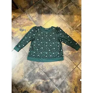 Evri Green Sweatshirt with Black Pink Polka Dots Size 1X thumbnail 3