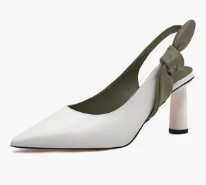 NEW Slingback Closed Pointed Toe Heels Bowknot Slip Dress Pumps 7.5 thumbnail 1