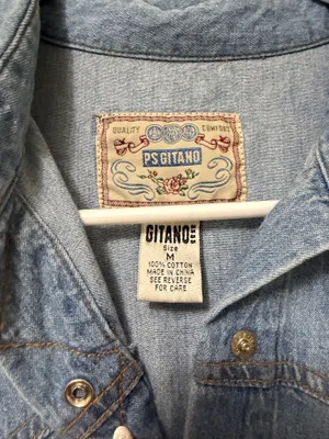 Vintage Denim Button Down Dress Blue Size M thumbnail 2