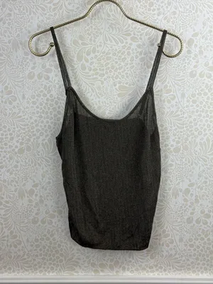 White Fox Metallic Gray Knit Adjustable Strappy Tank Top - Size - XL thumbnail 6