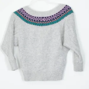 American Eagle Womens Gray Fair‎ Isle V-Neck Dolman Wool Blend Sweater Size XS thumbnail 6
