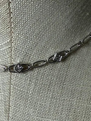 Kendra Scott Belle Cubic Zirconia Link Necklace Squares - Silver New thumbnail 6