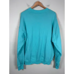 Gilly Hicks Sweatshirt Womens Large Turquoise Oversized Smiley Face Crewneck thumbnail 4