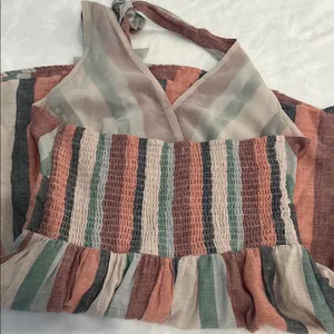 American Eagle Outfitters Pink and Green Halter Maxi Sundress thumbnail 6