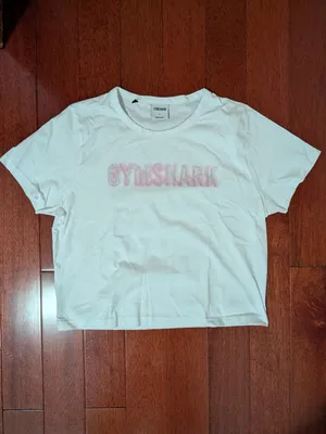 Gymshark Pink Rhinestone Logo Cropped Tee Size L thumbnail 3