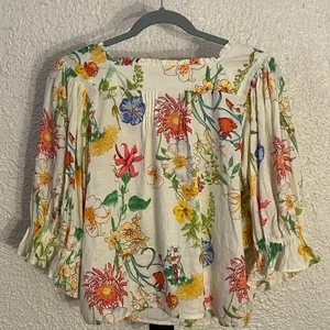 Laura Ashley Floral Cottagecore Linen Blend Blouse thumbnail 2