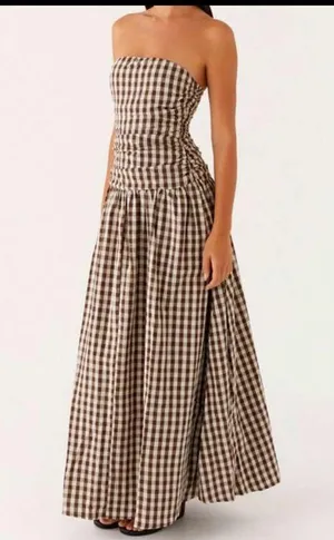 Boutique Brown checkered maxi Dress thumbnail 3