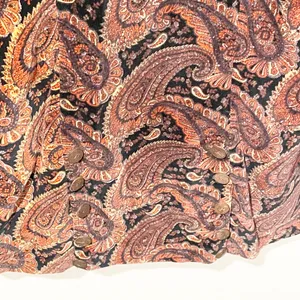 April Cornell Size Medium Red Orange Paisley‎ Velvet Button Front Lined Jacket thumbnail 5
