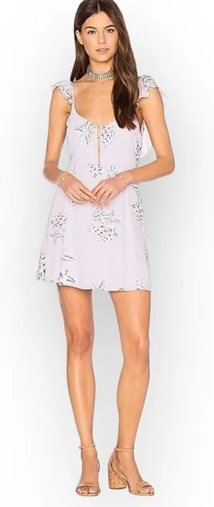 Show Me Your Mumu Delilah Mini Dress Women Small Lilac Floral Sleeveless Ruffle thumbnail 1