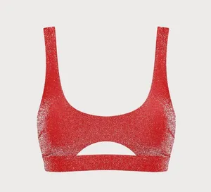 BERLOOK Red Lurex Cut Out Bikini TOP ONLY 03 thumbnail 5