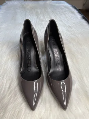 Karl Lagerfeld Paris Royale Patent Leather Anthracite Gray Heels thumbnail 2