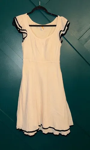 Maeve White Mini Dress with Black Trim thumbnail 1