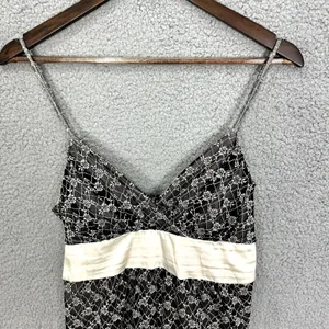 Taboo Mini Dress Womens Large Black Floral Lace Satin‎ Sash V-Neck Y2K Cocktail thumbnail 4