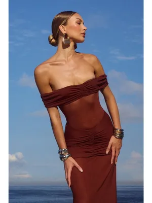 Runaway The Label Meila Maxi Dress in Espresso XSmall New Womens Jersey Mesh thumbnail 12