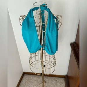 Princess Polly Deep V Halter Crop Top Open Back Size US 12 Teal thumbnail 2