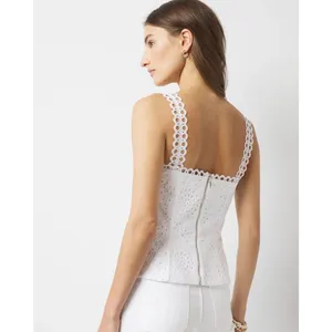NWT White House Black Market Sz 0 White Sleeveless Cotton Eyelet Bustier Top thumbnail 2