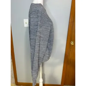 Free People Too Good Marled Grey Cotton Blend Raglan Sleeve Knit Sweater L thumbnail 3