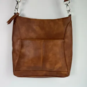 Brown Crossbody Bag Adjustable Strap Multi Pocket CLUCI Faux Leather NEW thumbnail 5