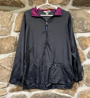 Vintage Black/Purple Thin Light Weight LL Bean Quarter Zip Windbreaker L.L. Bean Jacket thumbnail 1