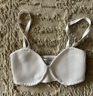 Aritzia White Ribbed Bralette Top thumbnail 1
