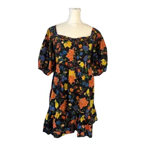 Anthropologie Farm Rio Short-Sleeve Sweetheart Floral Mini Dress Size L NWT $228 thumbnail 4