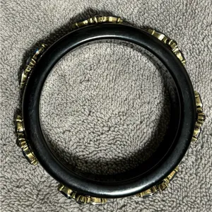 Banana Republic Black Bangle Bracelet Blue Crystal Statement thumbnail 2