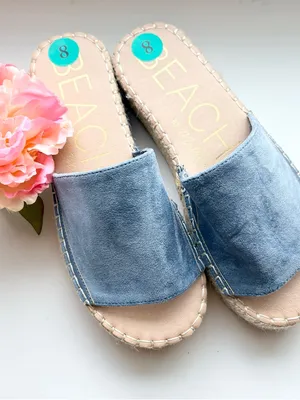 Blue Suede Slide Sandals for Women Size 8 thumbnail 1