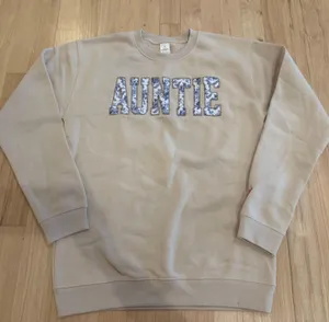 NWOT “Auntie” Crewneck Sweatshirt Tan thumbnail 1