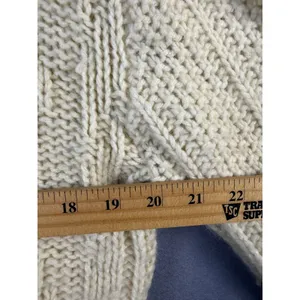 Vintage Career Club Sportswear Cream Wool Blend Chunky Knit Sweater XL USA Made thumbnail 4