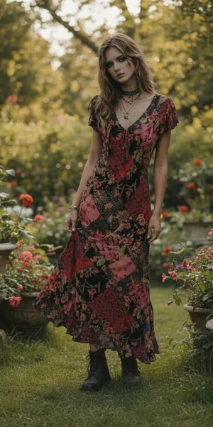 Paradise NY Vintage Y2K Flowy beaded Maxi Dress Size Large thumbnail 1