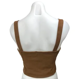 Abercrombie & Fitch Women's Brown Faux Suede Sleeveless Crop Tank Top Size S thumbnail 2