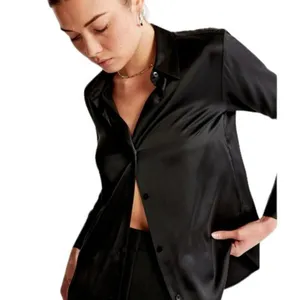 Abercrombie - Long-Sleeve Satin Button-Up Shirt Sz M thumbnail 3