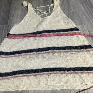 American Eagle Outfitters Navy Blue Pink White Striped Knit Tank Top; XL Women’s thumbnail 4