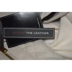 Giacca Moto Jacket‎ Women Medium Off-White NEW Quilted Faux Leather Zip thumbnail 6