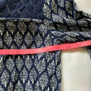 Altar'd State Size L Navy Blue Print‎ Lace Detail thumbnail 8