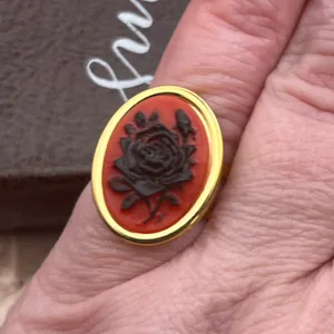 Handmade Black Rose Cameo Ring Romantic Goth Whimsigoth Witchy thumbnail 9