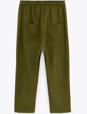 ZARA NWT Baggy Low Waisted Pants W Pockets Green thumbnail 6