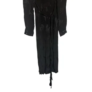 Miu Miu Black Tonal Zebra Print Long Sleeve Asymmetric Button Tie Waist Maxi Dress M thumbnail 5