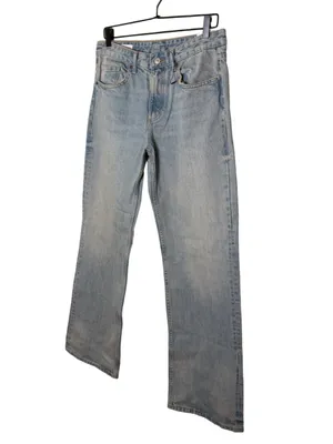 NWT Zara Wide Leg Jeans Mid Rise 100% Cotton Light Blue & Brown Wash Size 8 thumbnail 3