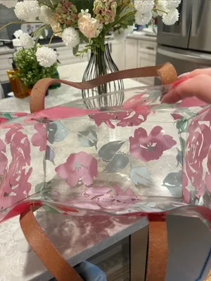 Dooney & Bourke clear PVC floral tote bag with matching makeup bag thumbnail 4