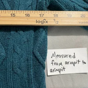 Ruff Hewn Y2K Teal Cable Knit Sweater Size Large Teal Chunky Academia Hoodie Gilmore Girls thumbnail 8