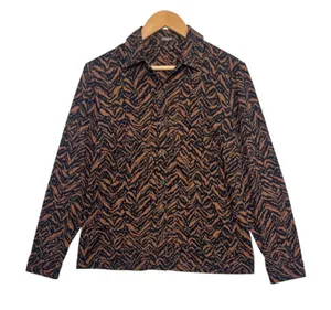 J McLaughlin Catalina Cloth Top Womens Medium Brown Black Button Up Tiger Safari thumbnail 1