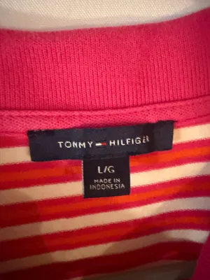 Tommy Hilfiger Pink, Orange, Black & White Striped Zip Polo thumbnail 2