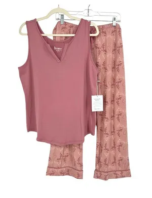 Pajamagram Pink Heart Dove Print Tank Top Pajama Pants Set Size Large NWT thumbnail 1