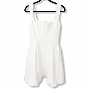 NEW Lulus Roetta White Sleeveless Square Neck Fitted Pleated Mini Dress Large thumbnail 5