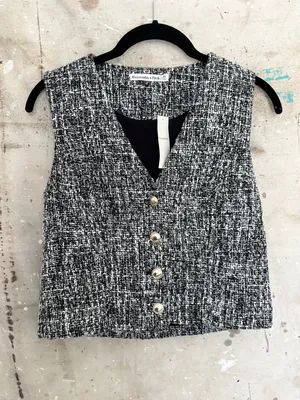 Abercrombie & Fitch Tweed Textured Button Front Vest thumbnail 2