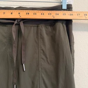 Lululemon Dance Studio Crop II Unlined Pants Dark Olive Women's 10 Drawstring thumbnail 12