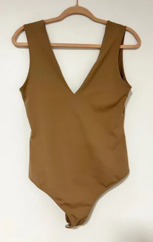 Intimately Free People Womens Brown Deep V-Neck Sleeveless Bodysuit Size M thumbnail 1