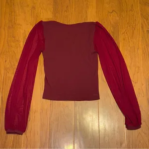 FREE PEOPLE Lost In Love Seamless Top in Rasin Red size Medium Large‎ Sheer thumbnail 3